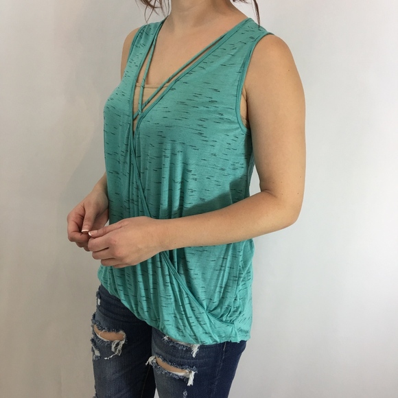 Aqua & Black Marled Crisscross Tunic - Picture 2 of 6